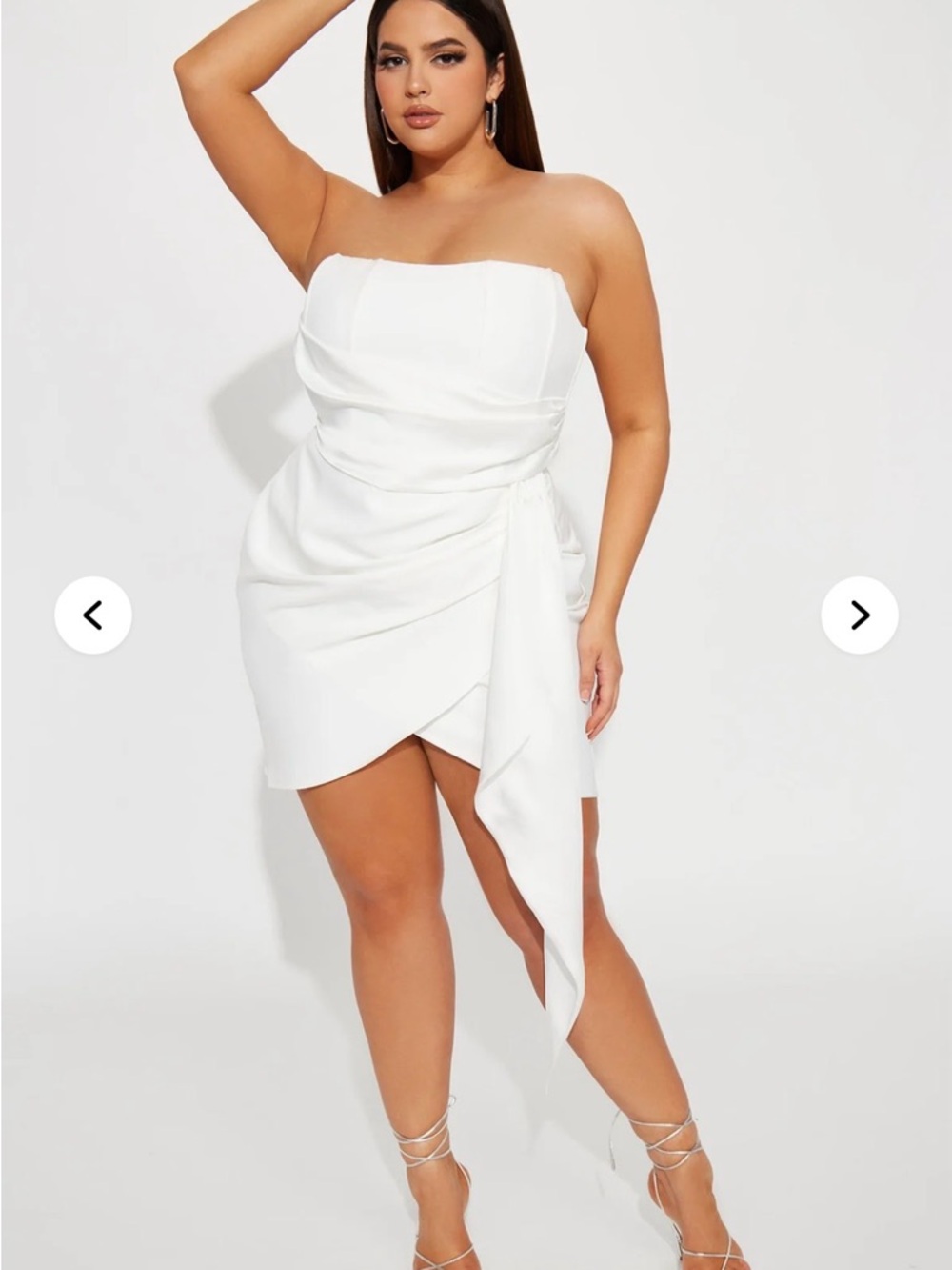 Strapless White Draped Mini Dress